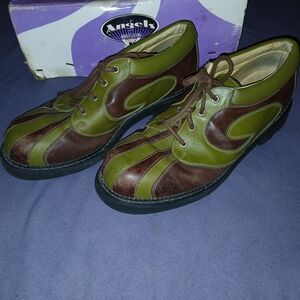 John Fluevog Olive and Chocolate Supervogs Derby Super Swirl 7th Heaven 11.5 Men